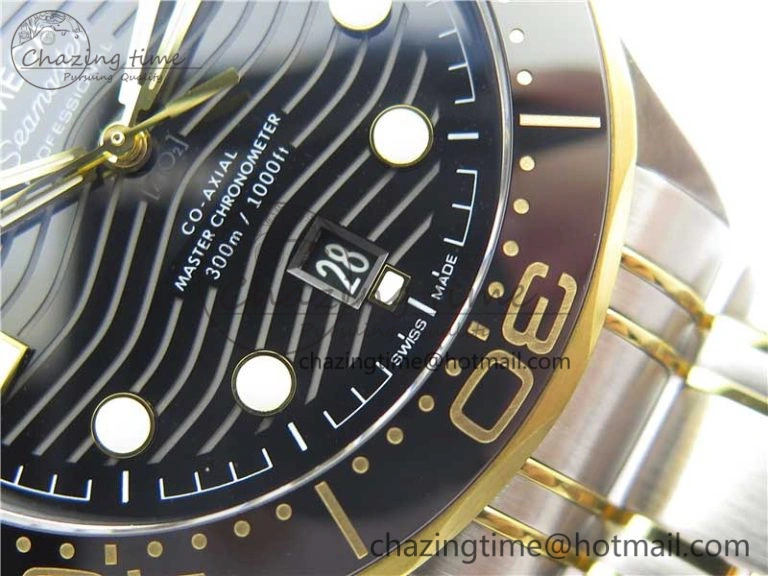 2018 Seamaster Diver 300M SS YG VSF 1:1 Best Edition YG Bezel Black Dial on SS YG Bracelet A8800