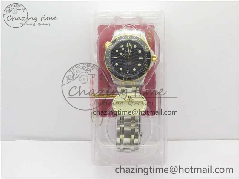 2018 Seamaster Diver 300M SS YG VSF 1:1 Best Edition YG Bezel Black Dial on SS YG Bracelet A8800