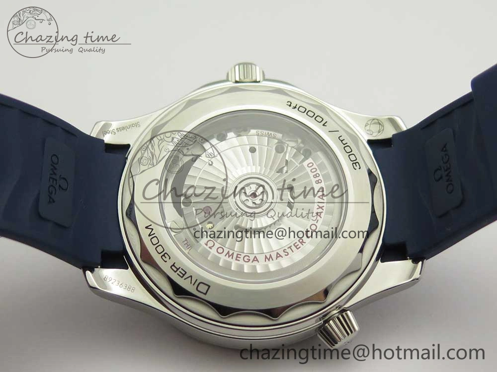 2018 Seamaster Diver 300M VSF 1:1 Best Edition Blue Ceramic Blue Dial on Blue Rubber Strap A8800 V2 (Black Balance Wheel)