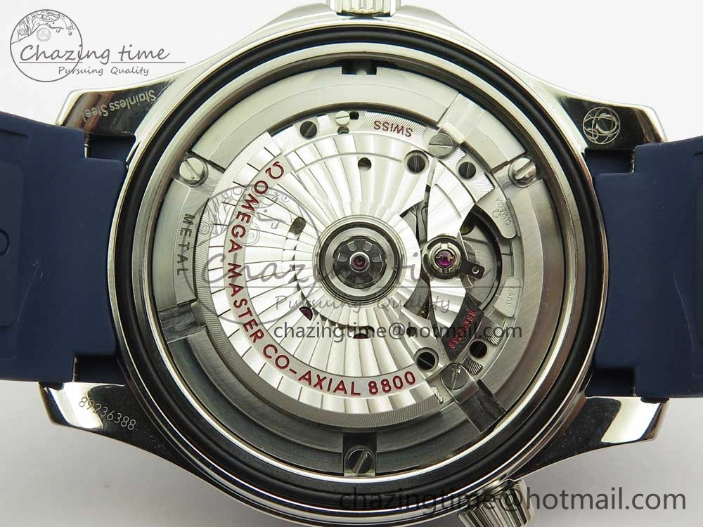 2018 Seamaster Diver 300M VSF 1:1 Best Edition Blue Ceramic Blue Dial on Blue Rubber Strap A8800 V2 (Black Balance Wheel)