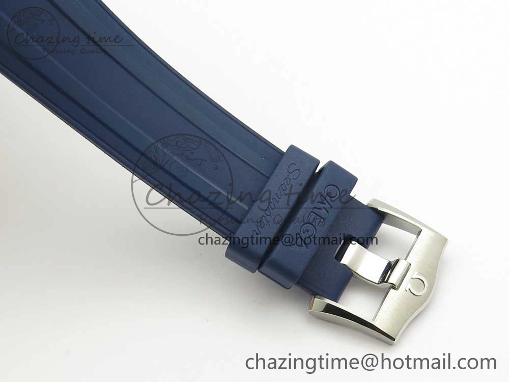 2018 Seamaster Diver 300M VSF 1:1 Best Edition Blue Ceramic Blue Dial on Blue Rubber Strap A8800 V2 (Black Balance Wheel)