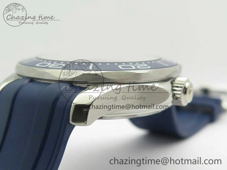 2018 Seamaster Diver 300M VSF 1:1 Best Edition Blue Ceramic Blue Dial on Blue Rubber Strap A8800 V2 (Black Balance Wheel)