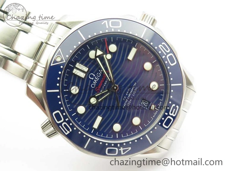 2018 Seamaster Diver 300M VSF 1:1 Best Edition Blue Ceramic Blue Dial on SS Bracelet A8800 V2 (Black Balance Wheel)