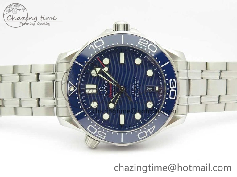 2018 Seamaster Diver 300M VSF 1:1 Best Edition Blue Ceramic Blue Dial on SS Bracelet A8800 V2 (Black Balance Wheel)