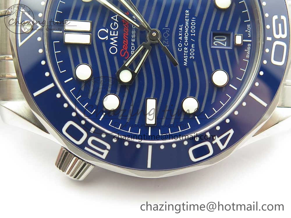 2018 Seamaster Diver 300M VSF 1:1 Best Edition Blue Ceramic Blue Dial on SS Bracelet A8800 V2 (Black Balance Wheel)