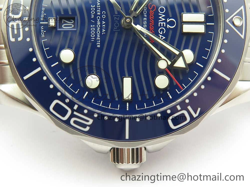 2018 Seamaster Diver 300M VSF 1:1 Best Edition Blue Ceramic Blue Dial on SS Bracelet A8800 V2 (Black Balance Wheel)