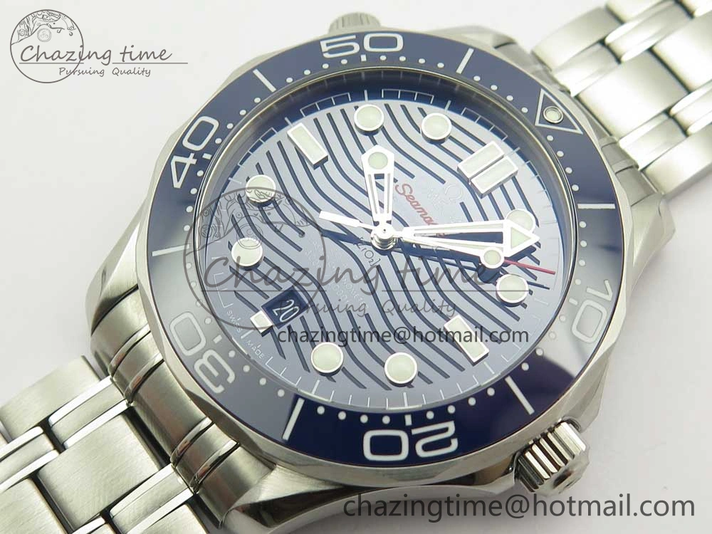 2018 Seamaster Diver 300M VSF 1:1 Best Edition Blue Ceramic Blue Dial on SS Bracelet A8800 V2 (Black Balance Wheel)