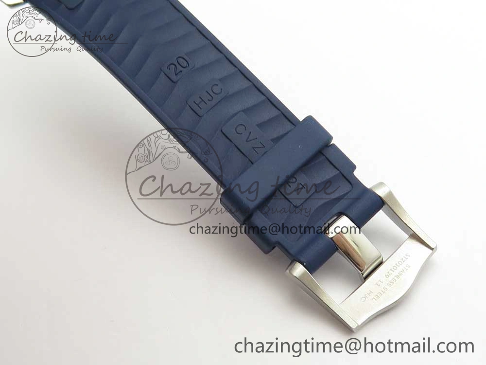 2018 Seamaster Diver 300M VSF 1:1 Best Edition Blue Ceramic Gray Dial on Blue Rubber Strap A8800 V2 (Black Balance Wheel)