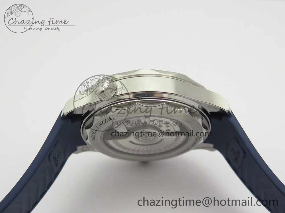 2018 Seamaster Diver 300M VSF 1:1 Best Edition Blue Ceramic Gray Dial on Blue Rubber Strap A8800 V2 (Black Balance Wheel)