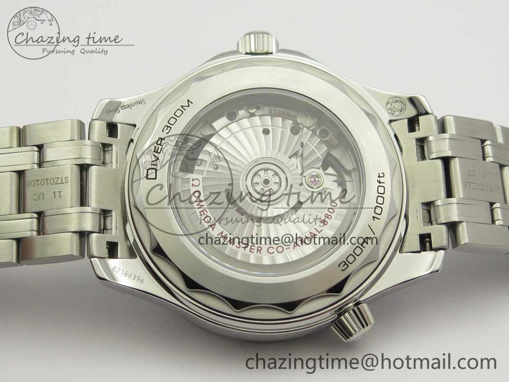 2018 Seamaster Diver 300M VSF 1:1 Best Edition Blue Ceramic Gray Dial on SS Bracelet A8800 V2 (Black Balance Wheel)