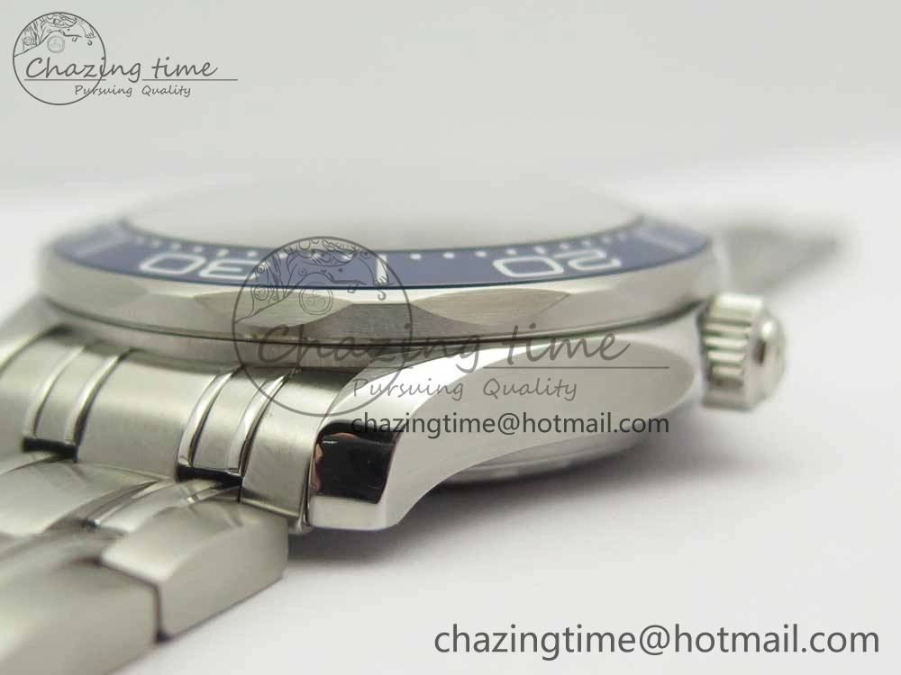2018 Seamaster Diver 300M VSF 1:1 Best Edition Blue Ceramic Gray Dial on SS Bracelet A8800 V2 (Black Balance Wheel)