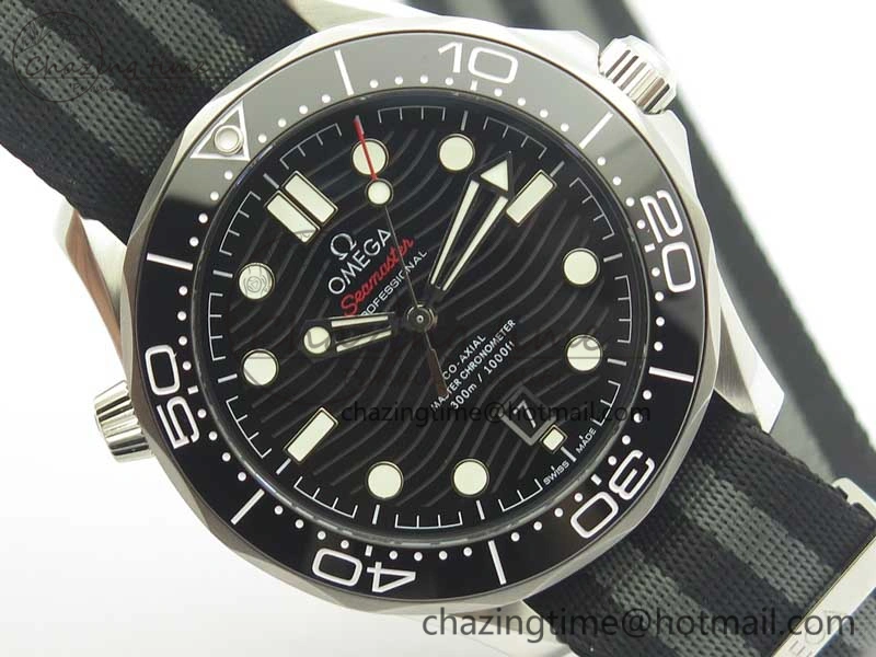 2018 Seamaster Diver 300M VSF Best Edition Black Ceramic Dial on Black Gray Nato Strap A8800
