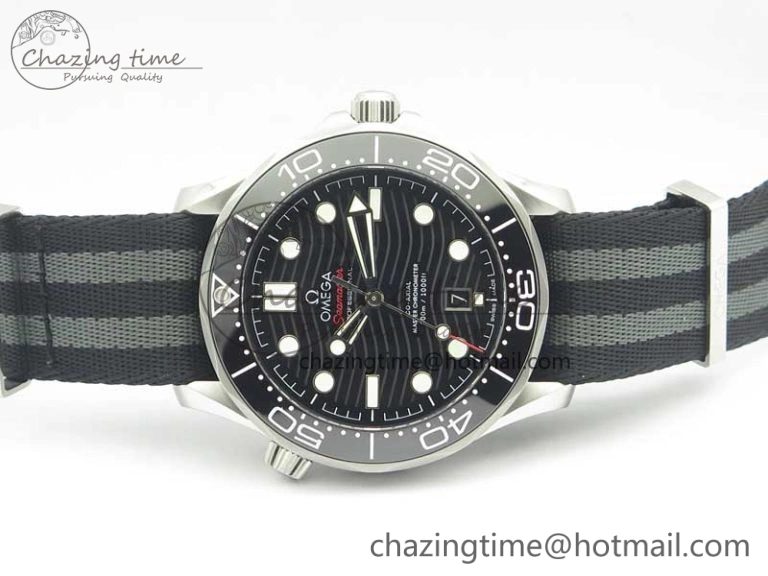 2018 Seamaster Diver 300M VSF Best Edition Black Ceramic Dial on Black Gray Nato Strap A8800