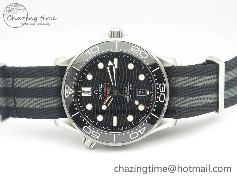 2018 Seamaster Diver 300M VSF Best Edition Black Ceramic Dial on Black Gray Nato Strap A8800