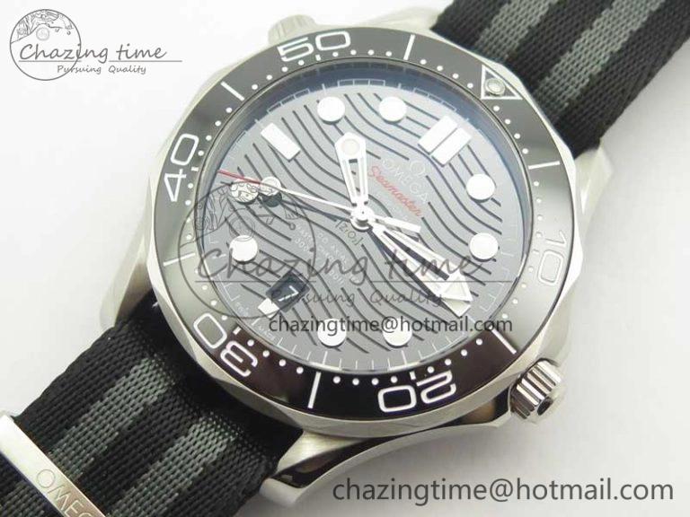 2018 Seamaster Diver 300M VSF Best Edition Black Ceramic Dial on Black Gray Nato Strap A8800
