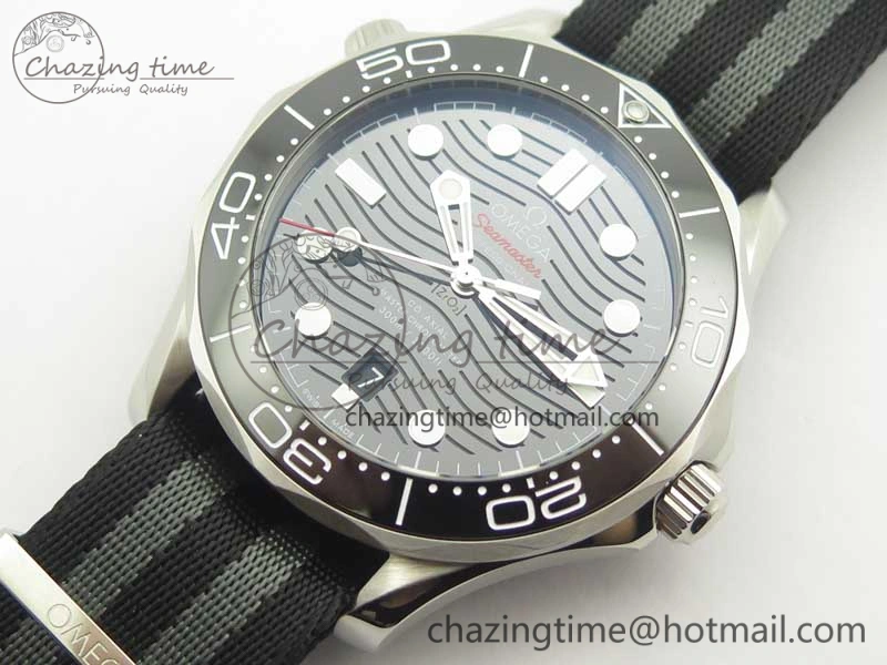 2018 Seamaster Diver 300M VSF Best Edition Black Ceramic Dial on Black Gray Nato Strap A8800
