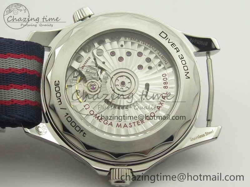 2018 Seamaster Diver 300M VSF Best Edition Blue Ceramic Dial on Blue Red Gray Nato Strap A8800