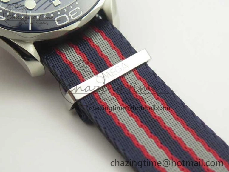 2018 Seamaster Diver 300M VSF Best Edition Blue Ceramic Dial on Blue Red Gray Nato Strap A8800