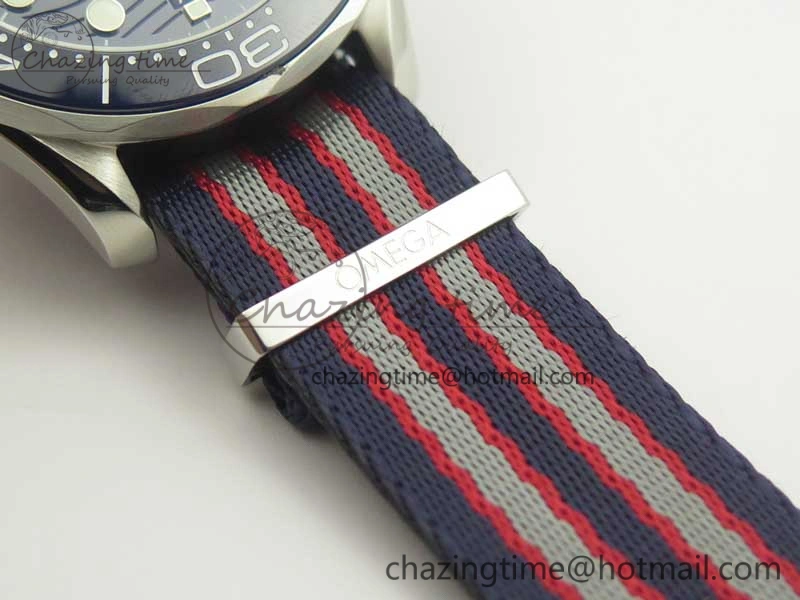 2018 Seamaster Diver 300M VSF Best Edition Blue Ceramic Dial on Blue Red Gray Nato Strap A8800