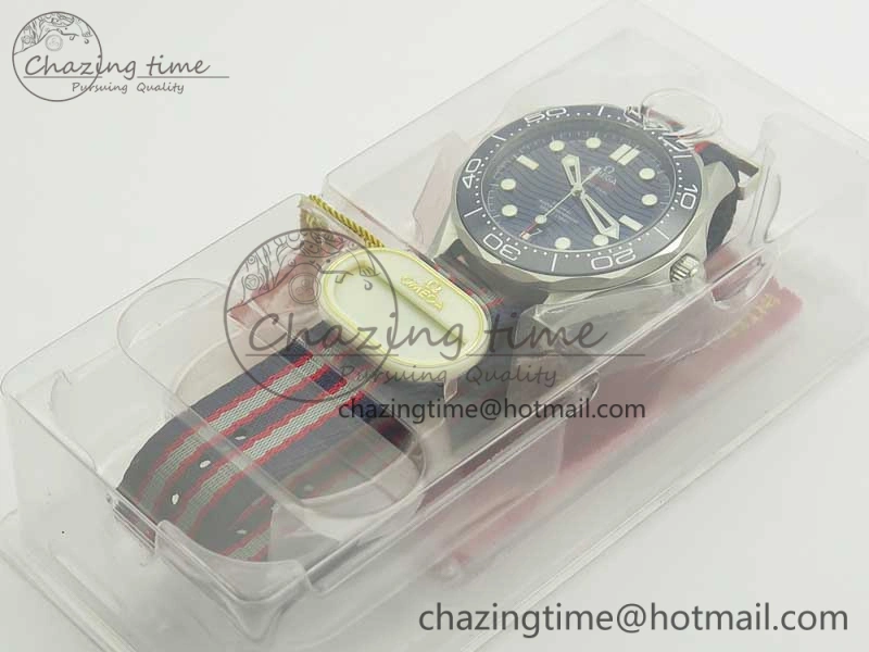 2018 Seamaster Diver 300M VSF Best Edition Blue Ceramic Dial on Blue Red Gray Nato Strap A8800