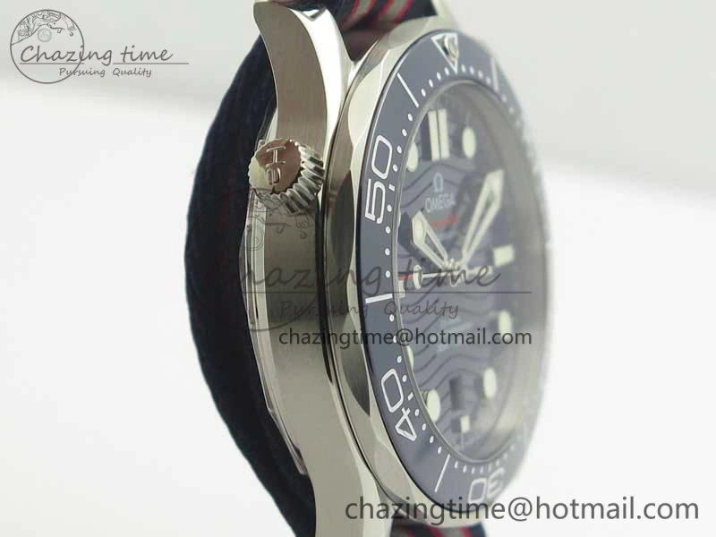 2018 Seamaster Diver 300M VSF Best Edition Blue Ceramic Dial on Blue Red Gray Nato Strap A8800