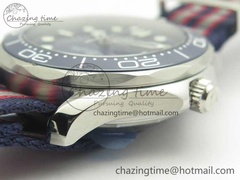 2018 Seamaster Diver 300M VSF Best Edition Blue Ceramic Dial on Blue Red Gray Nato Strap A8800