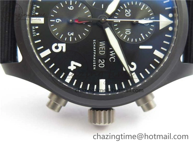 2019 New TOP GUN IW389101 Real Ceramic ZF 1:1 Best Edition on Black Nylon Strap A7750