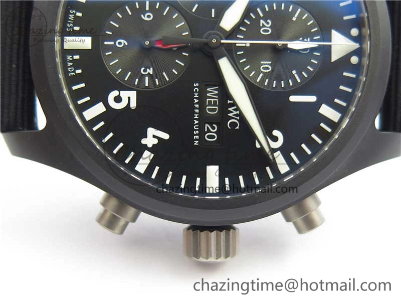 2019 New TOP GUN IW389101 Real Ceramic ZF 1:1 Best Edition on Black Nylon Strap A7750