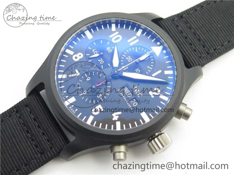 2019 New TOP GUN IW389101 Real Ceramic ZF 1:1 Best Edition on Black Nylon Strap A7750