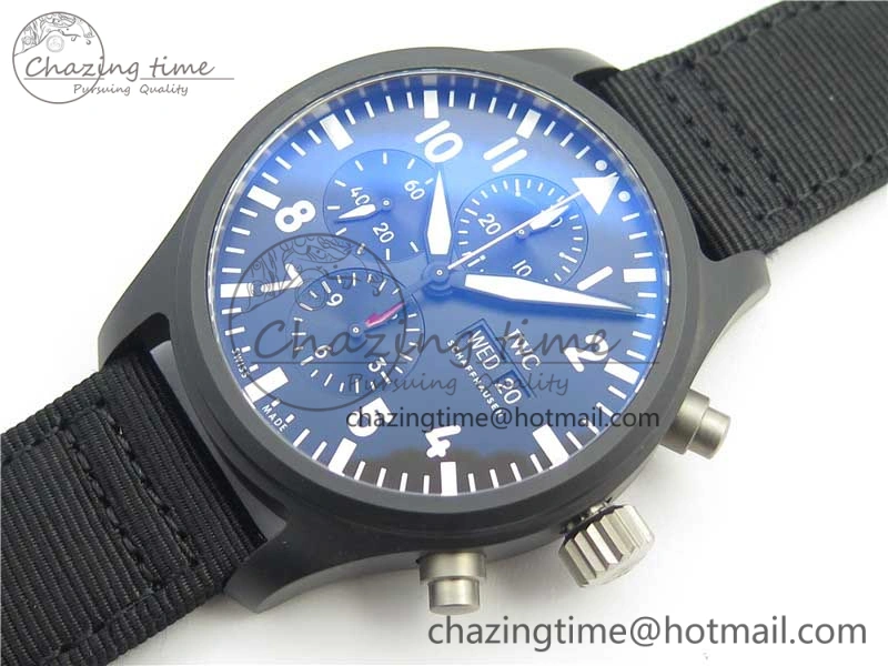 2019 New TOP GUN IW389101 Real Ceramic ZF 1:1 Best Edition on Black Nylon Strap A7750
