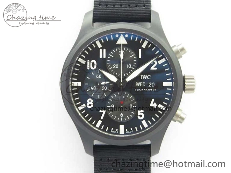 2019 New TOP GUN IW389101 Real Ceramic ZF 1:1 Best Edition on Black Nylon Strap A7750