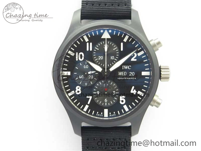 2019 New TOP GUN IW389101 Real Ceramic ZF 1:1 Best Edition on Black Nylon Strap A7750