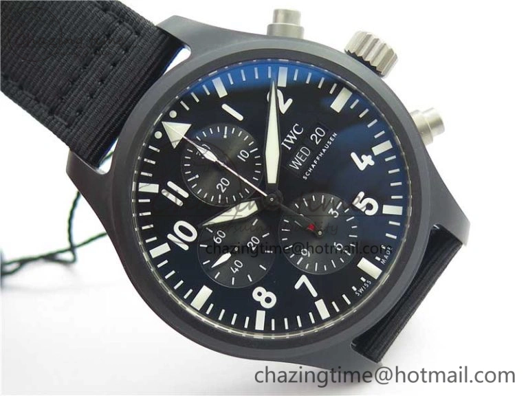 2019 New TOP GUN IW389101 Real Ceramic ZF 1:1 Best Edition on Black Nylon Strap A7750