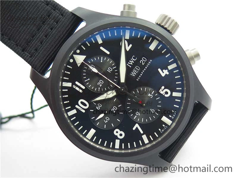 2019 New TOP GUN IW389101 Real Ceramic ZF 1:1 Best Edition on Black Nylon Strap A7750