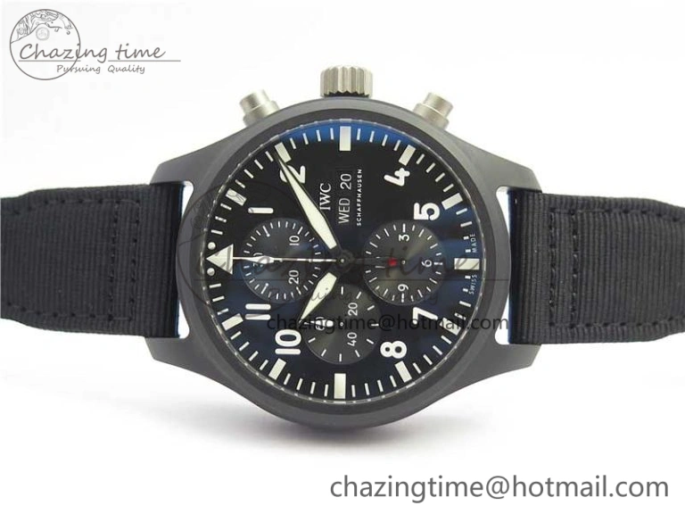 2019 New TOP GUN IW389101 Real Ceramic ZF 1:1 Best Edition on Black Nylon Strap A7750