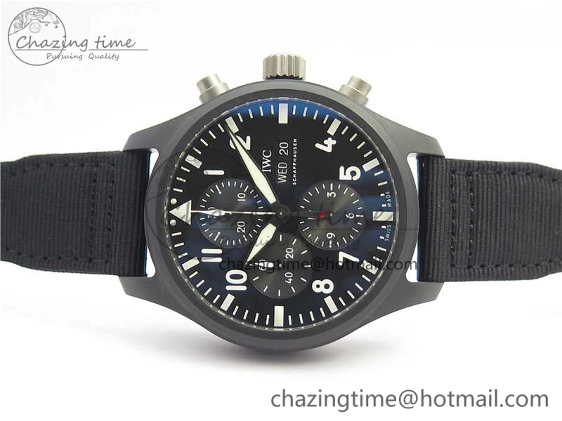 2019 New TOP GUN IW389101 Real Ceramic ZF 1:1 Best Edition on Black Nylon Strap A7750