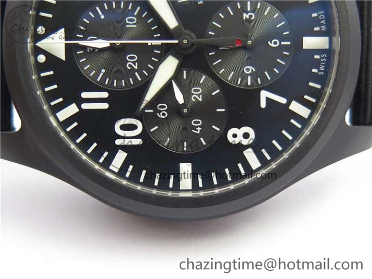 2019 New TOP GUN IW389101 Real Ceramic ZF 1:1 Best Edition on Black Nylon Strap A7750