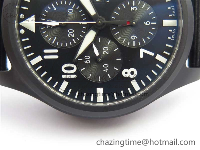 2019 New TOP GUN IW389101 Real Ceramic ZF 1:1 Best Edition on Black Nylon Strap A7750