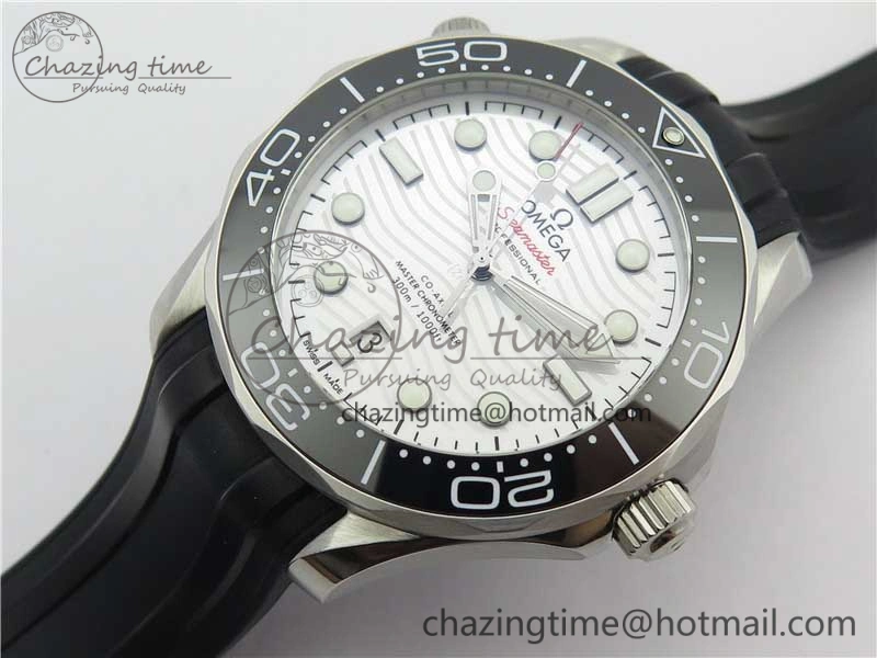 2019 Seamaster Diver 300M OMF Best Edition Black Ceramic White Dial on Black Rubber Strap A8800