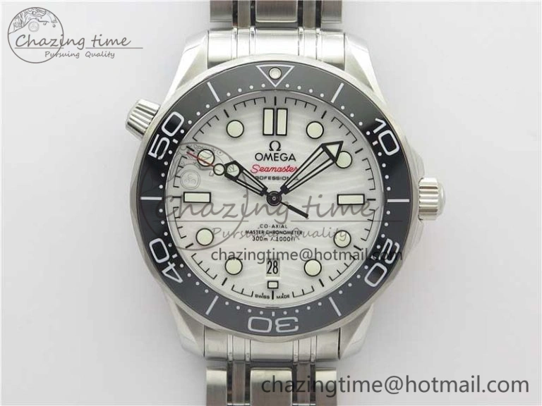 2019 Seamaster Diver 300M SS VSF 1:1 Best Edition Black Bezel White Dial on SS Bracelet A8800