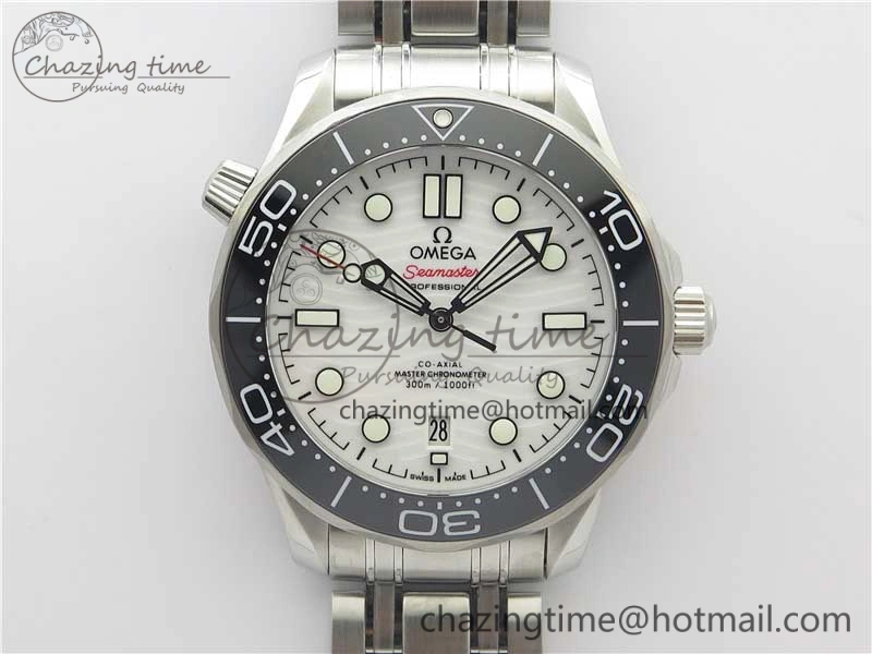 2019 Seamaster Diver 300M SS VSF 1:1 Best Edition Black Bezel White Dial on SS Bracelet A8800