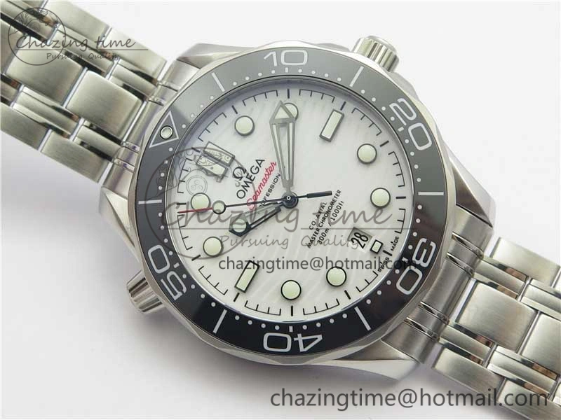 2019 Seamaster Diver 300M SS VSF 1:1 Best Edition Black Bezel White Dial on SS Bracelet A8800