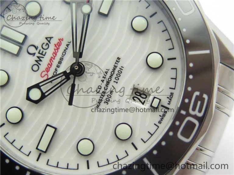 2019 Seamaster Diver 300M SS VSF 1:1 Best Edition Black Bezel White Dial on SS Bracelet A8800