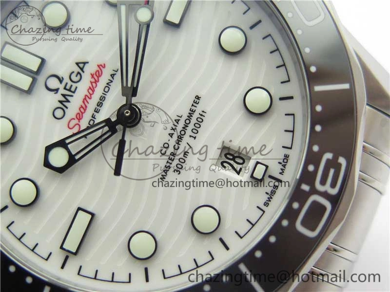 2019 Seamaster Diver 300M SS VSF 1:1 Best Edition Black Bezel White Dial on SS Bracelet A8800