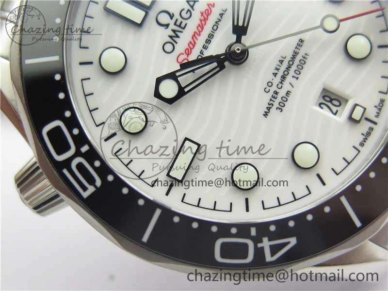 2019 Seamaster Diver 300M SS VSF 1:1 Best Edition Black Bezel White Dial on SS Bracelet A8800