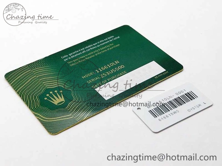 2020 Custom Made Rolex Warranty Card with Anti-Forgery Crown and Fluorescent Label