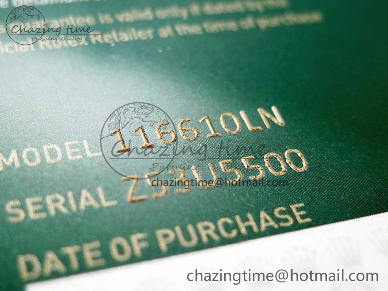 2020 Custom Made Rolex Warranty Card with Anti-Forgery Crown and Fluorescent Label