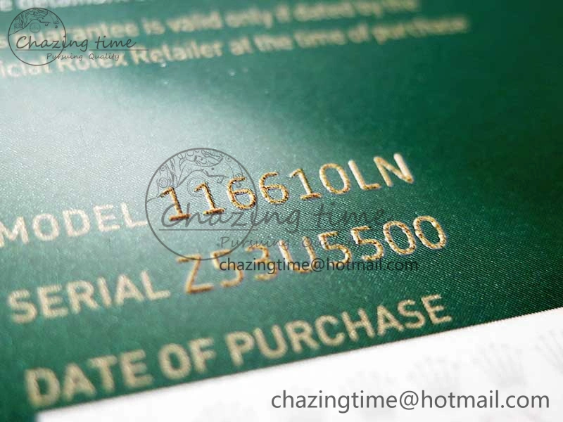 2020 Custom Made Rolex Warranty Card with Anti-Forgery Crown and Fluorescent Label