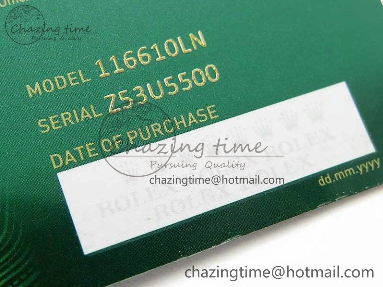 2020 Custom Made Rolex Warranty Card with Anti-Forgery Crown and Fluorescent Label