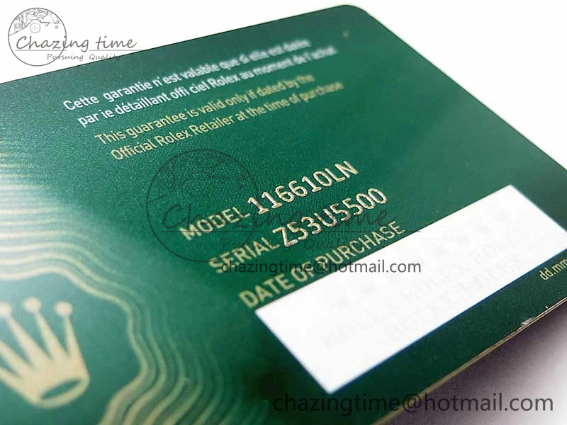 2020 Custom Made Rolex Warranty Card with Anti-Forgery Crown and Fluorescent Label